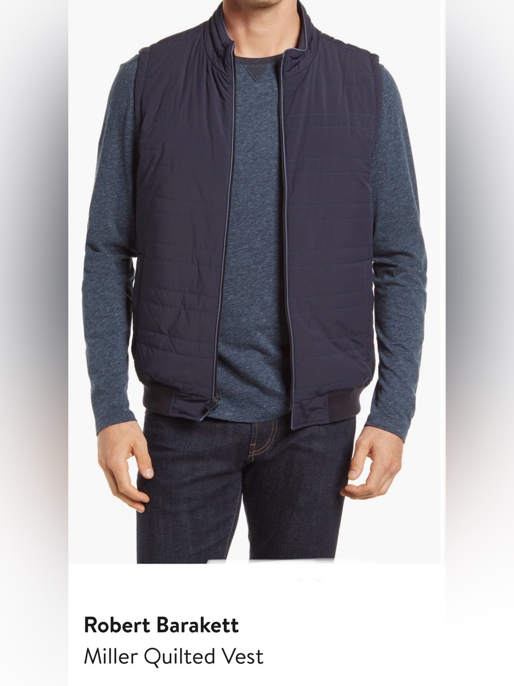 NWOT . . .  Robert Barakett Miller Quilted Vest  |  Navy